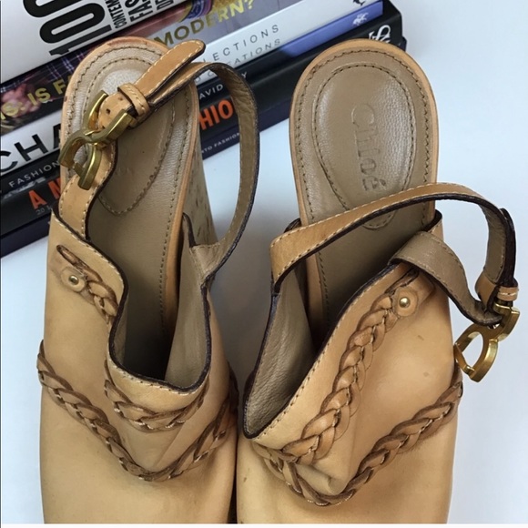 Chloe Wedges 39 Heels Brown Sandal Shoes Leather - Picture 5 of 8